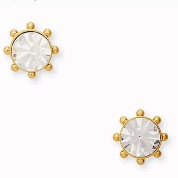 NWT - Kate Spade Flying Colors Clear & Gold Stud Earrings - Picture 1 of 6